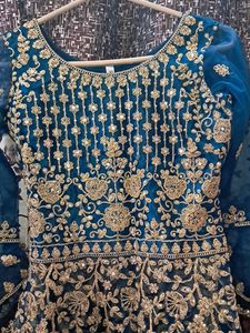 Blue Heavy Lehenga For Kids.