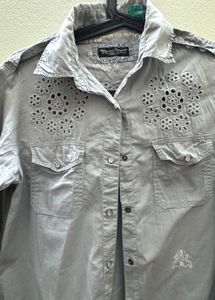 Stylish Grey Floral Shirt