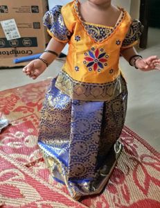 Price Drop 💧Baby Golden Pattu Lehenga