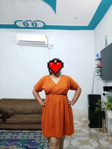Chic Orange Wrap Dress (34 To 38 Bust)
