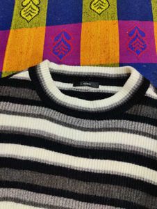 Striped Knit Pullover Sweater