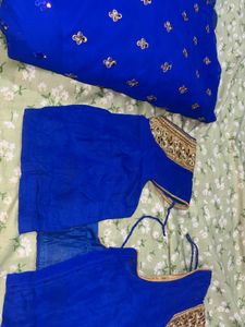 Royal Blue Embellished Saree