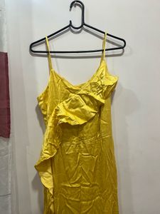 Yellow Ruffle Slip Dress