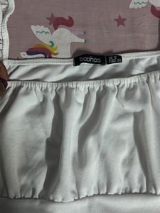 White Ruffle Style , Square Neck Top