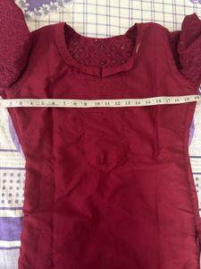 Maroon Embroidered Kurti