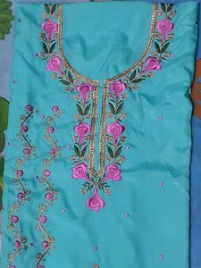 New unstiched silk suit ,sky blue /elegant and pre