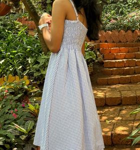 Gingham Button-Front Dress