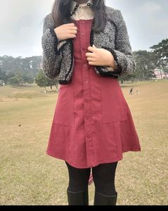 Kpop Pinafore Dress (Red)