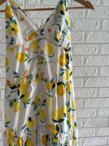 Lemon Print Maxi Dress