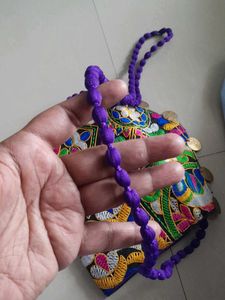 Embroidered Coin Detail Shoulder Bag