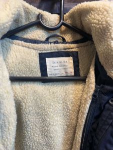 Zara Girls Outwear Blue Hooded Jacket