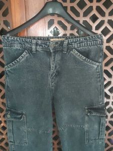 Blue-Grey Washed Cargo Jeans