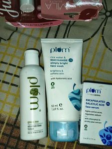 Plum Skincare Set: Toner, Face Wash, Serum