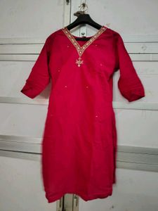 Red Embellished Kurti