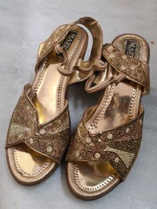 MAZI Gold Embellished Sandals
