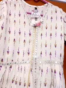 Printed Mirrorwork Tunic Dress