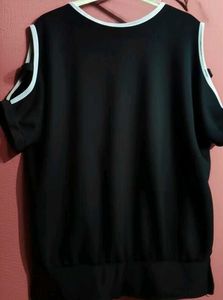 Black Cold Shoulder Bow Tee