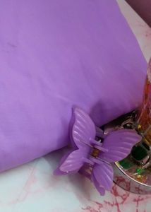 Combo Puff Sleeve Top💜+Butterfly Clutcher