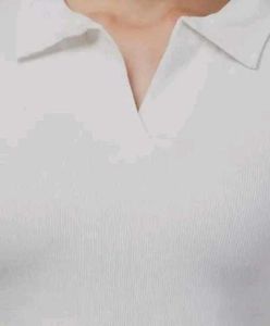White Polo Collar Top🤍