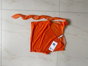 Newme See Through Orange Top