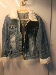 Denim Jacket with Fur Trim