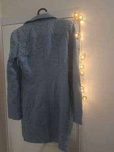 Powder Blue Korean Dress With Shoulder Pads