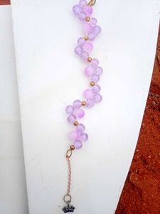 Purple Beaded Bracelet with Crown Charm