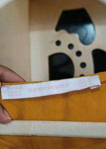 ZARA Mustard Bodysuit Blouse with Balloon Sleeves