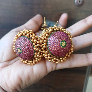 Bridal Jhumka Fine Stone Work