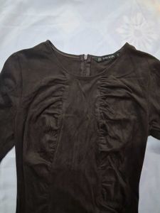 Zara Brown Faux Suede Mini Dress