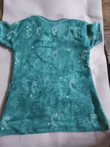 Beautiful Sea Green Short Kurti Light For Summers