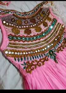 PINK ETHINIC GOWN WITH SET OF THREE