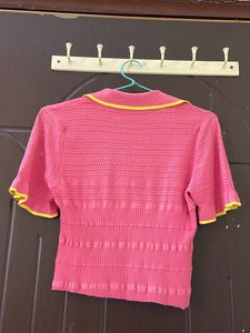 pink polo top