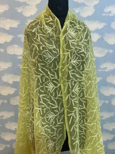 Elegant Yellow Embroidered Dupatta