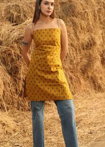 nishorama mustard noodle strap corset kurti