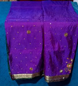 Purple Embroidered Saree💜/Free Blouse