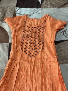 Orange Embroidered Dress