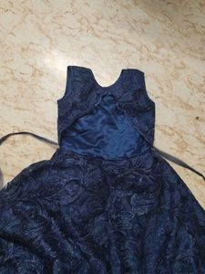 Navy Blue Floral Party Dress