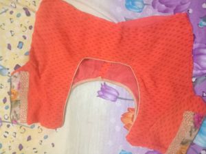 Orange Bandhej Printed Saree with Blouse