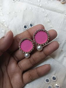 Pink &amp; Pearl Geometric Earring Set