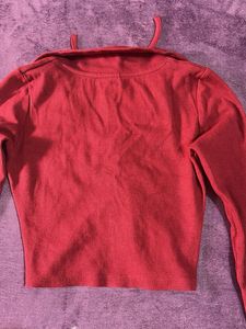 Red Long Sleeve Crop Top