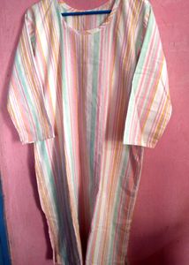 Pastel Striped Cotton Kurti | Washed &amp; Ironed
