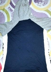 Crop Top Hoodie (S) Size Blue And Grey Colour