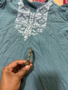 Avaasa Blue Embroidered Dress With Jeans