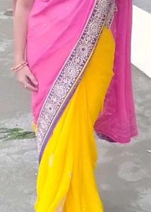 Pink & Yellow Saree