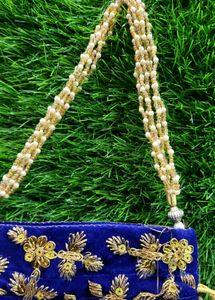 Blue &amp; Gold Clutch (Rajasthani potli)