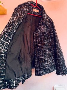 Tweed Style Black Blazer