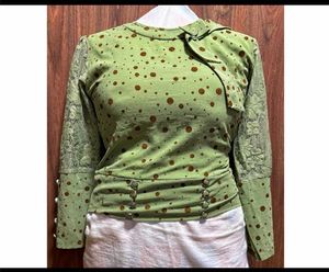 Green Polka Dot Long Sleeve Top