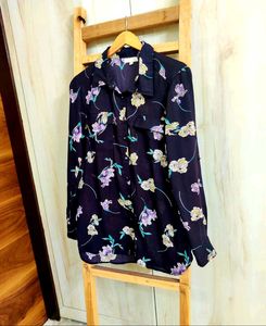 Black Floral Design Shirt Size-38