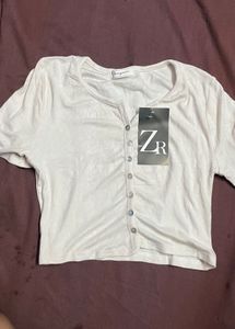 ZR Button-Down Crop Top Free Size